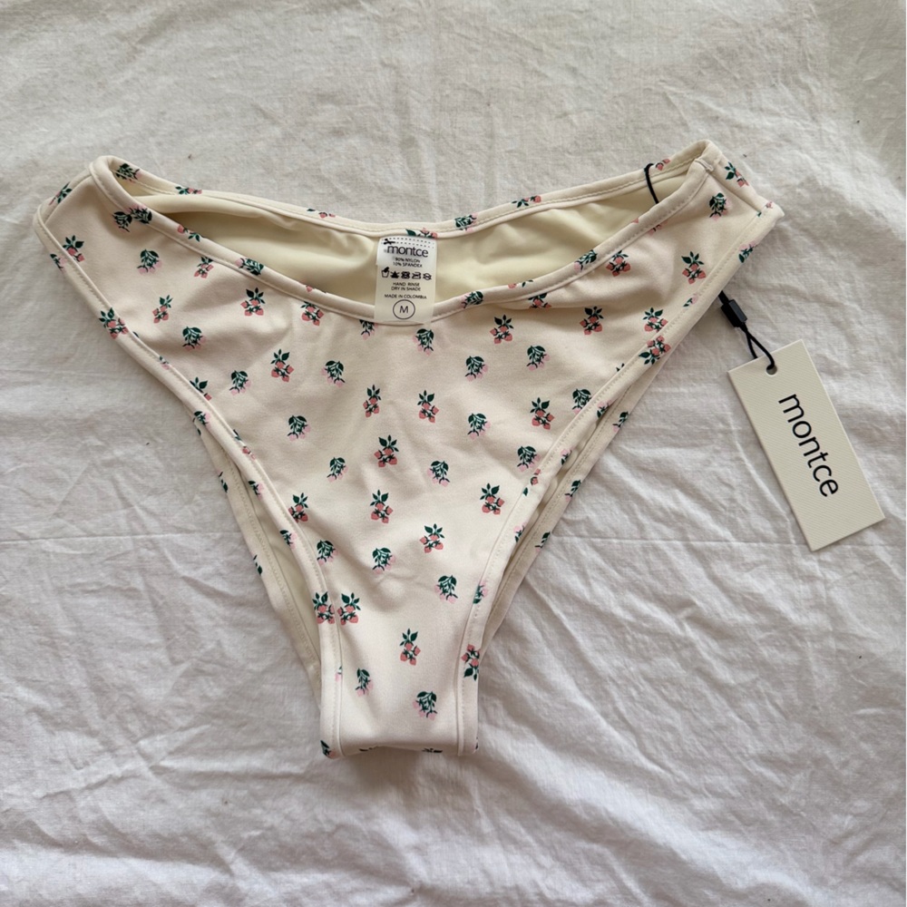 Montce Cream Floral Bikini Bottom